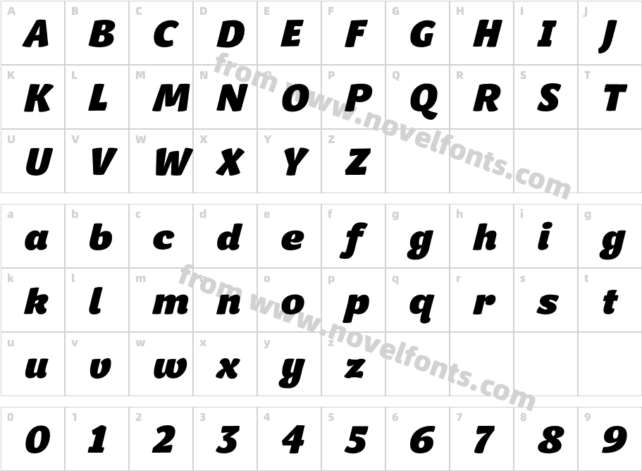 Kiddy Kitty Extra Bold ItalicCharacter Map