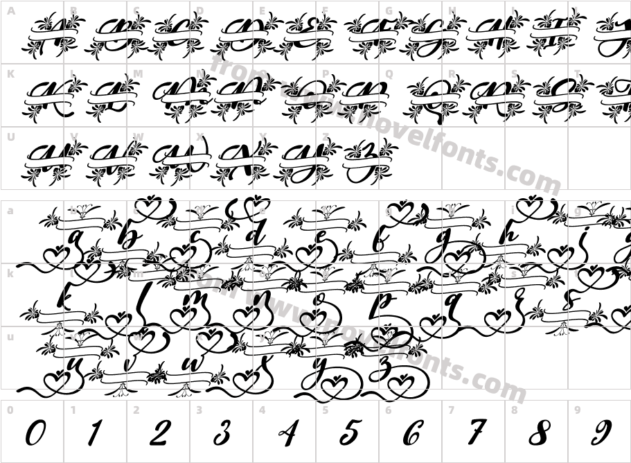 Kimilove Monogram ItalicCharacter Map