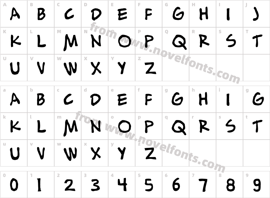 Kindertype SemiboldCharacter Map