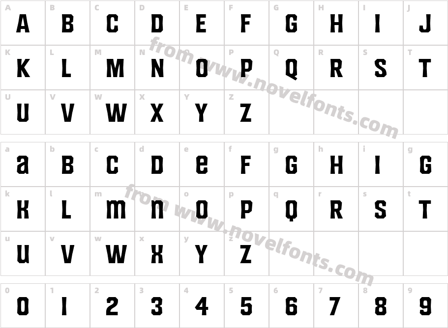 King Wood Unicase BoldCharacter Map