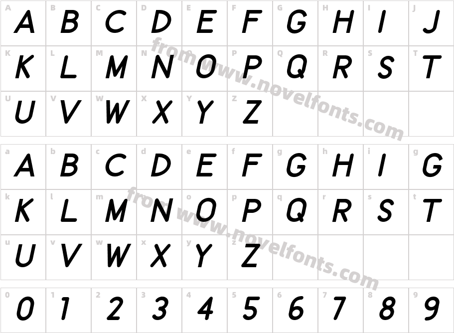 Kingsland ItalicCharacter Map