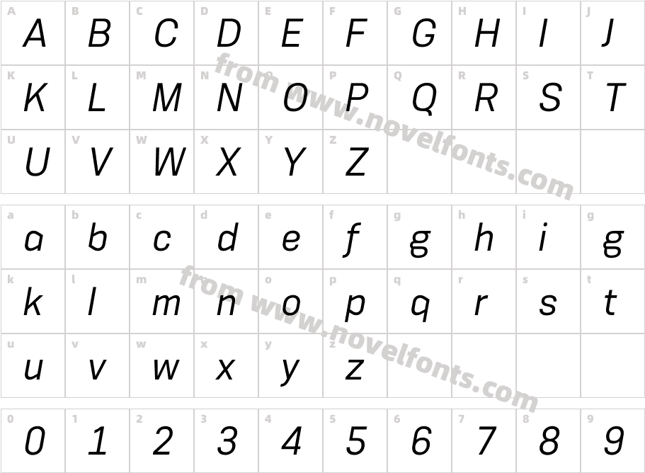 Konsens Regular ItalicCharacter Map