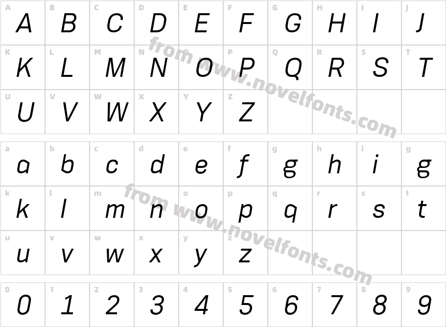 Konsens Regular ItalicCharacter Map