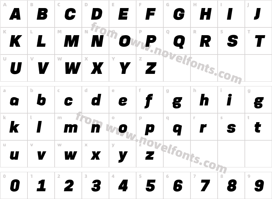 Konsens Ultrabold ItalicCharacter Map