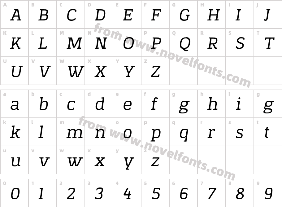 Korpo ItalicCharacter Map