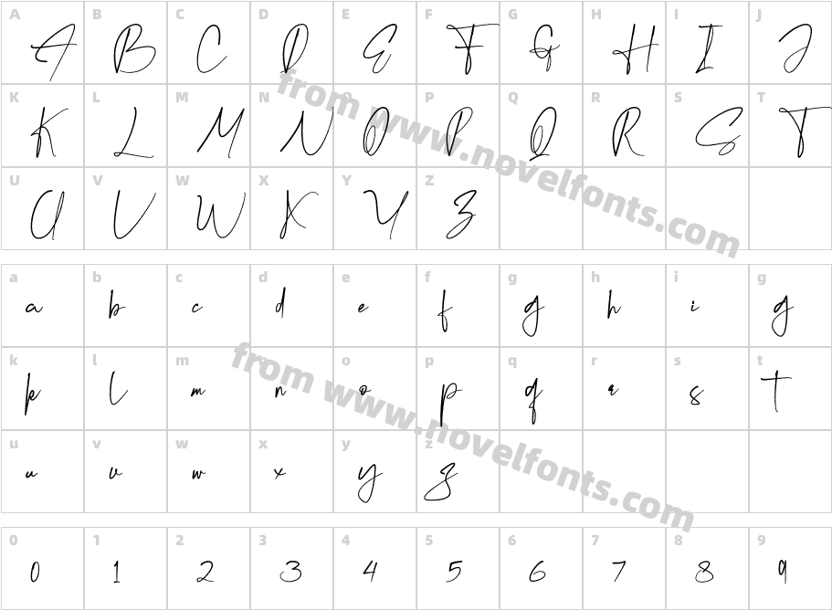 Krittany Signature RegularCharacter Map