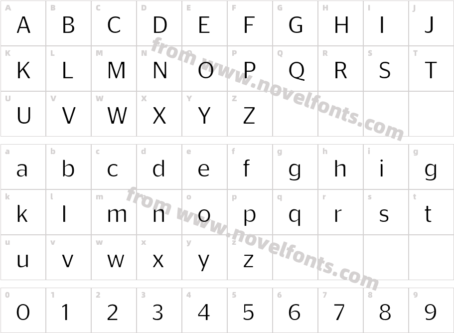 Kufyan Arabic ThinCharacter Map