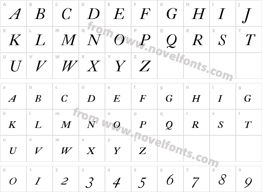 LTC Caslon Small Caps ItalicCharacter Map