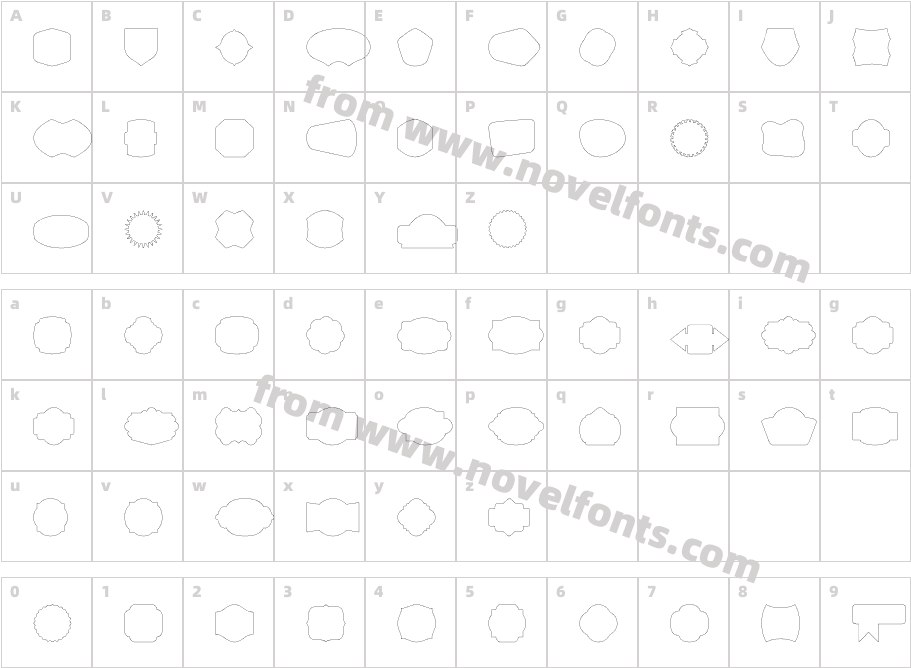 Label Pro XL ThinCharacter Map