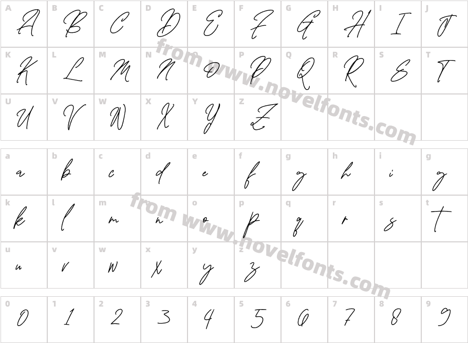 Lafisken Signature RegularCharacter Map