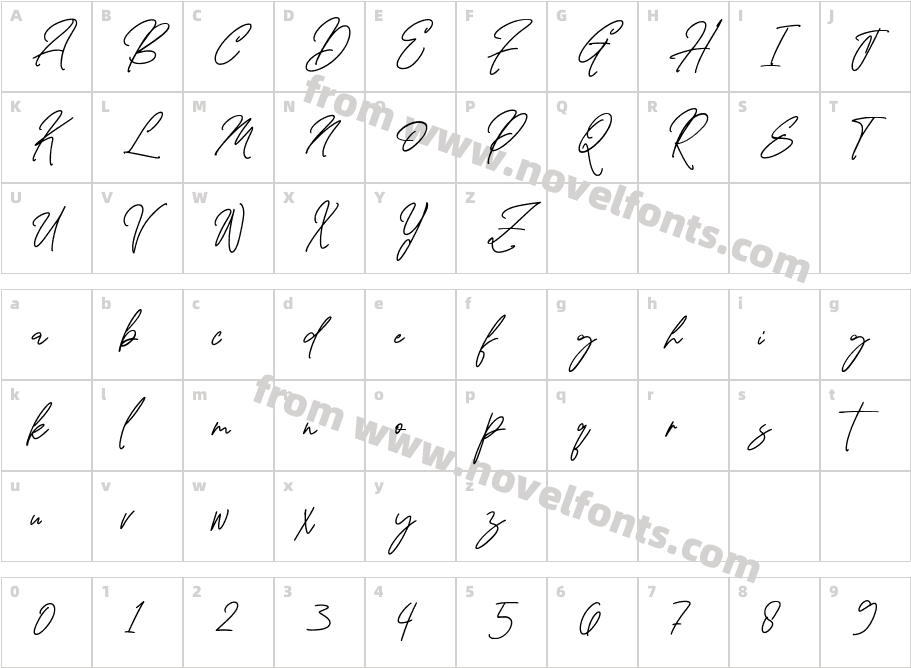 Lafisken Signature RegularCharacter Map
