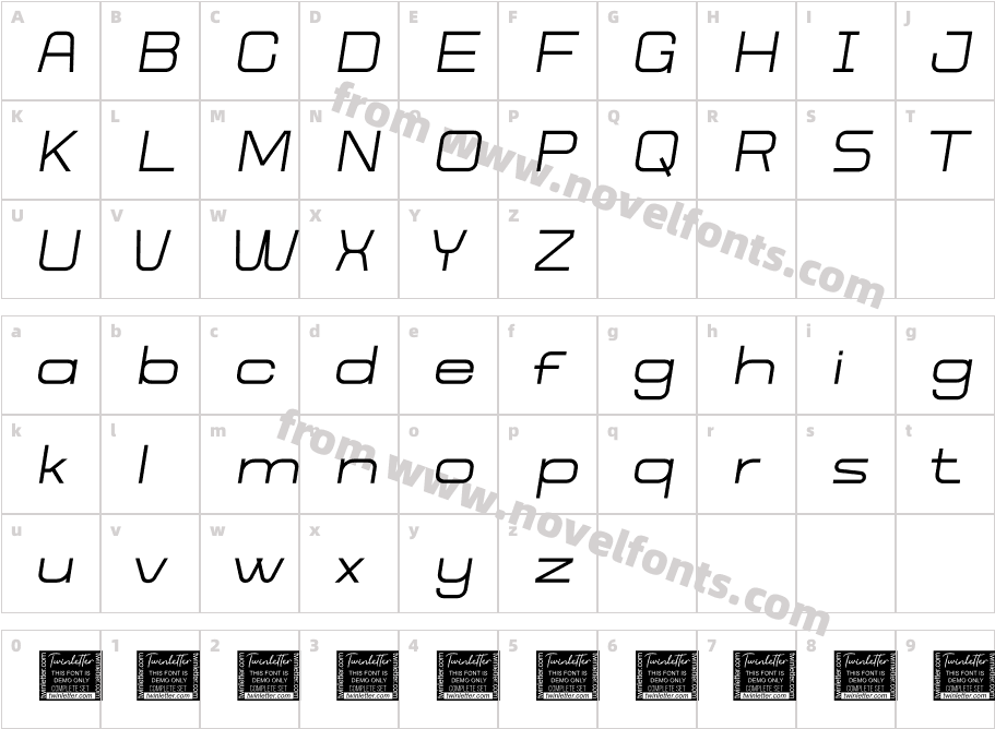 Langith Thinitalic PersonalCharacter Map