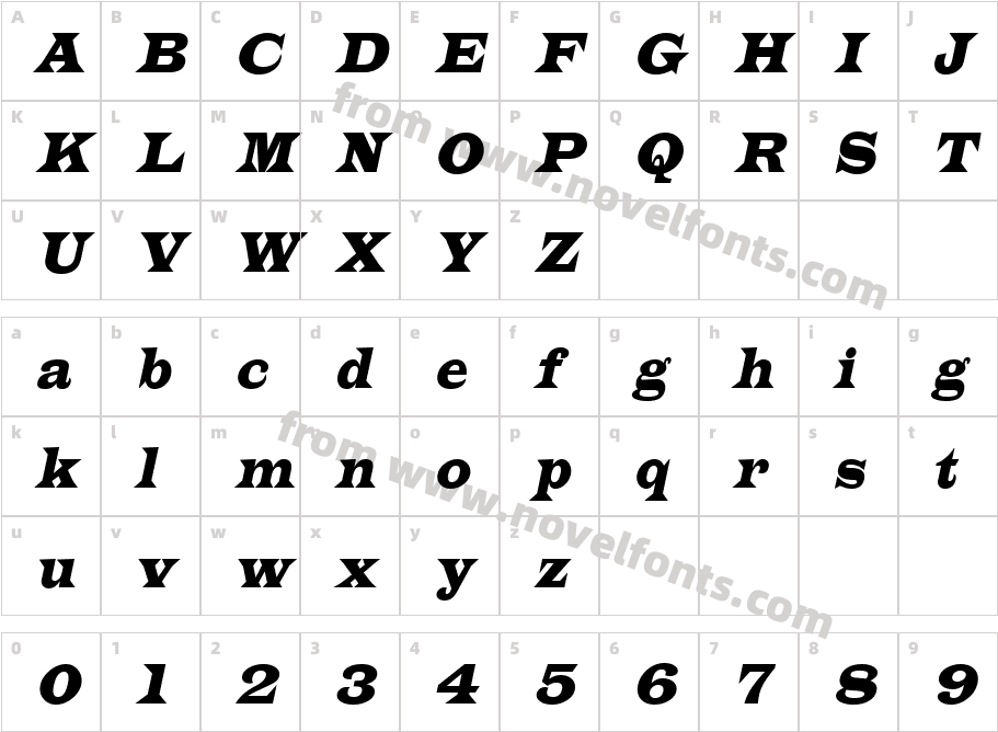 Latin ItalicCharacter Map