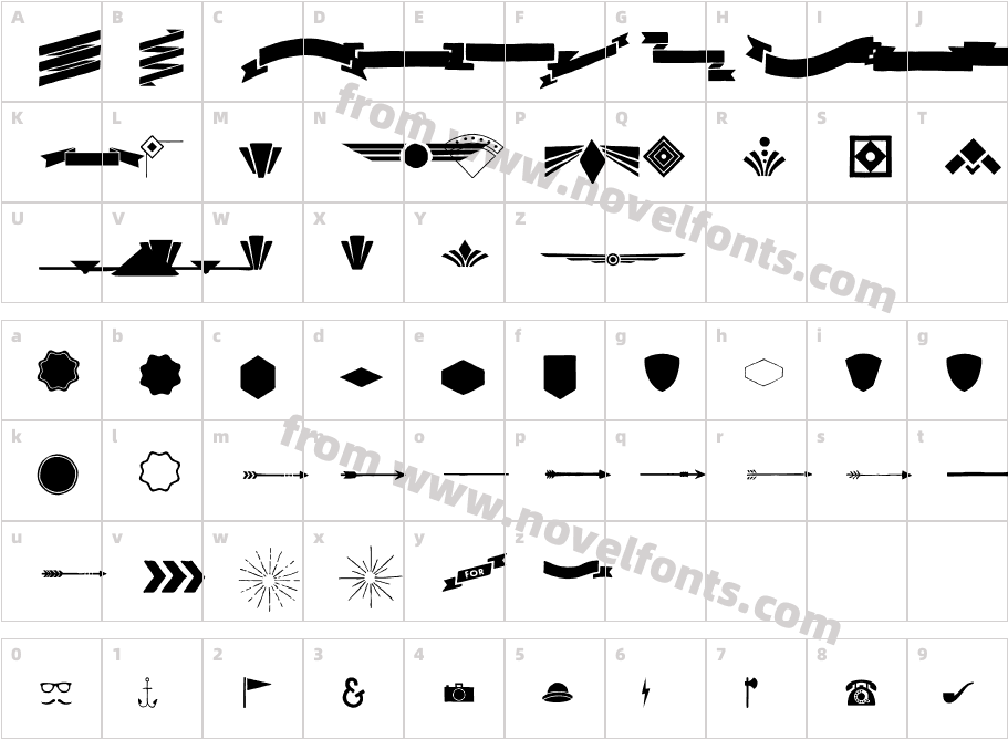 Le Havre Rough OrnamentsCharacter Map