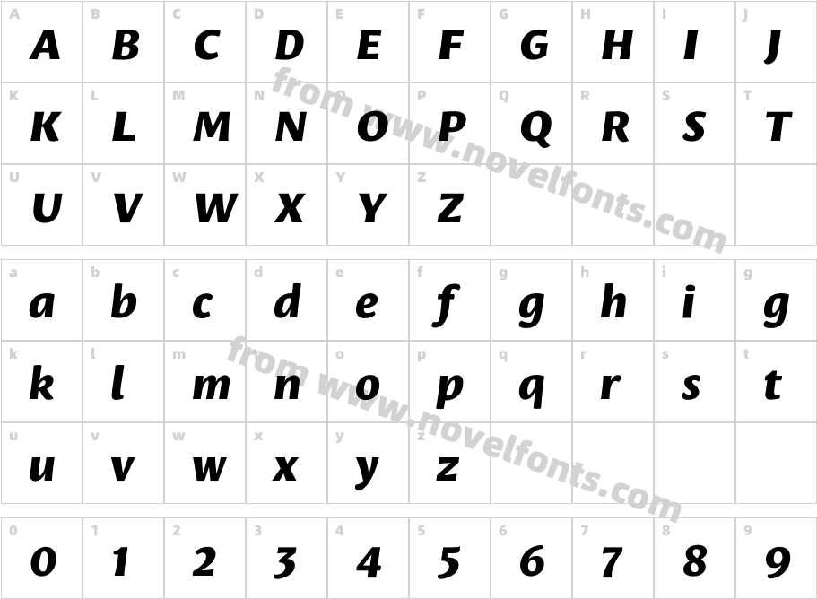Leksa Sans Extra Bold ItalicCharacter Map
