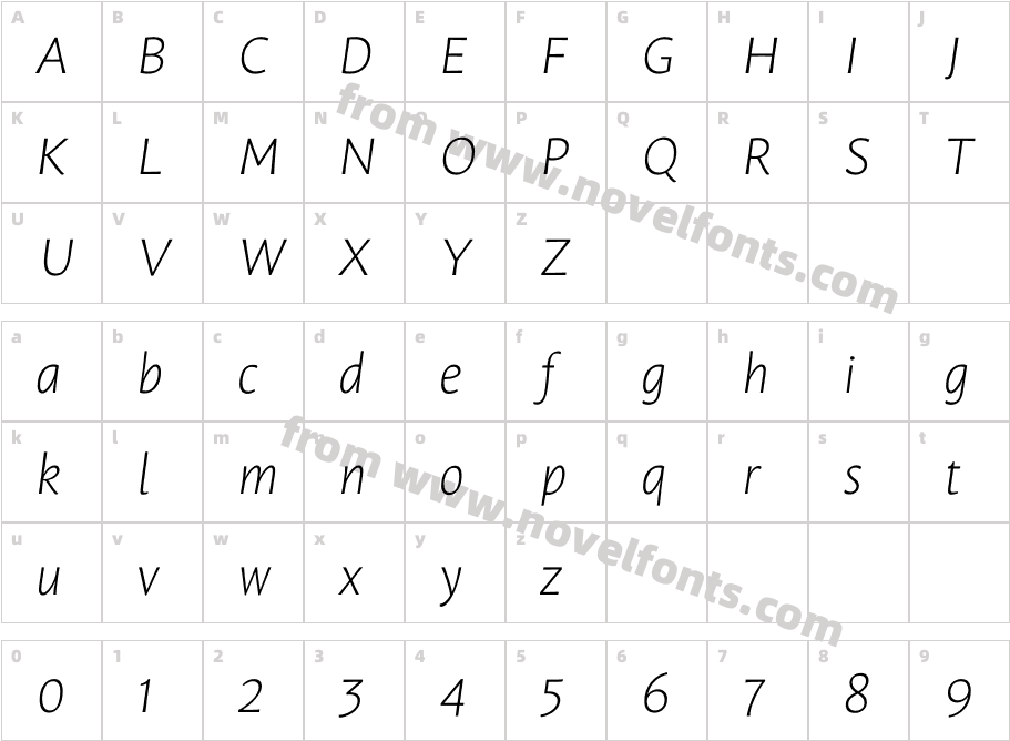 Leksa Sans Extra Light ItalicCharacter Map