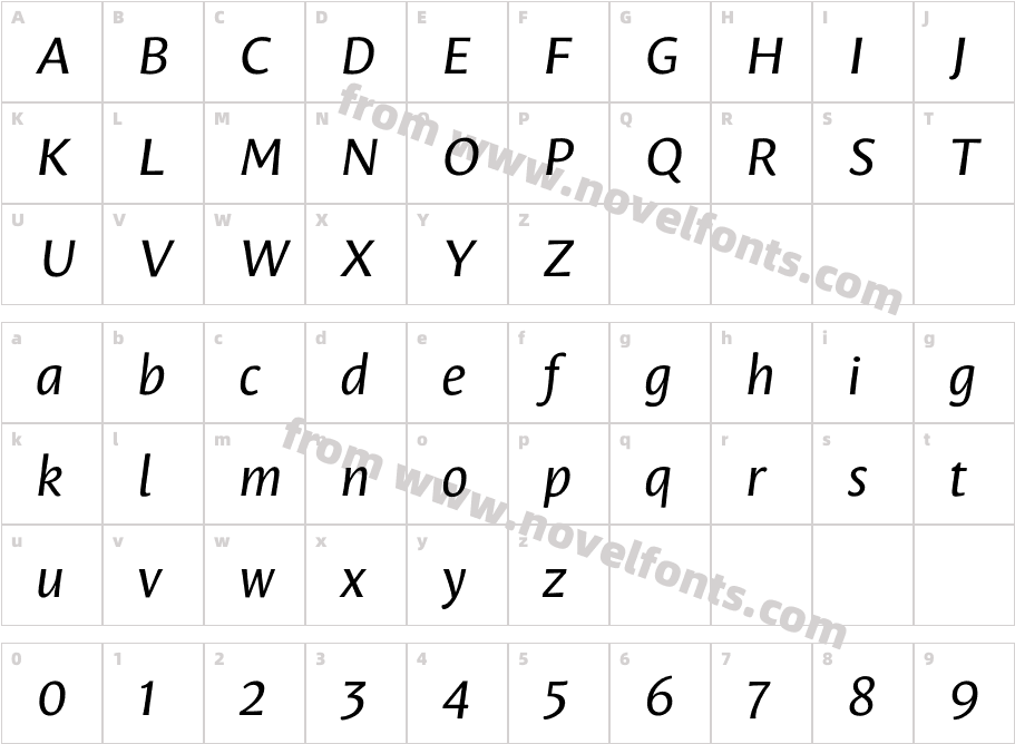 Leksa Sans ItalicCharacter Map
