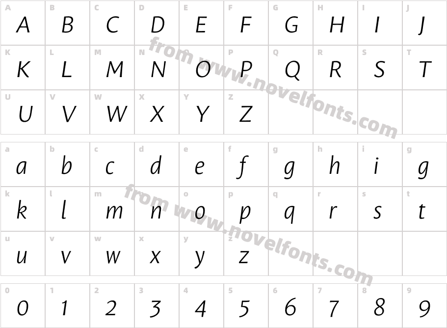 Leksa Sans Light ItalicCharacter Map