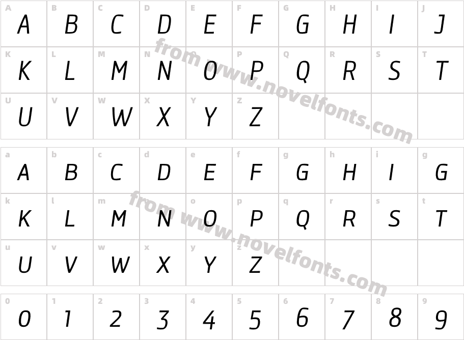 Level OneSC ItalicCharacter Map