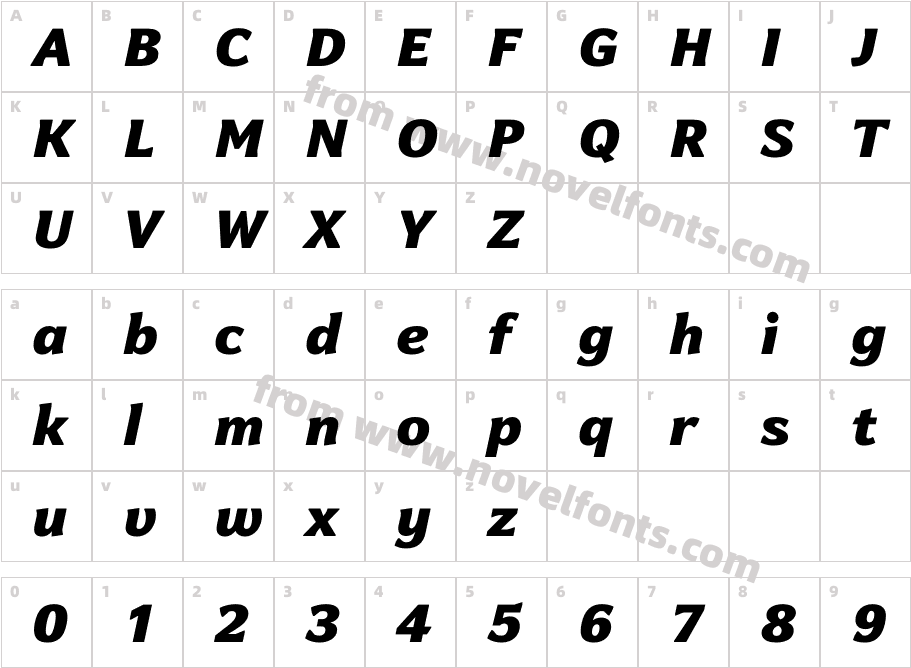 Levnam Black ItalicCharacter Map