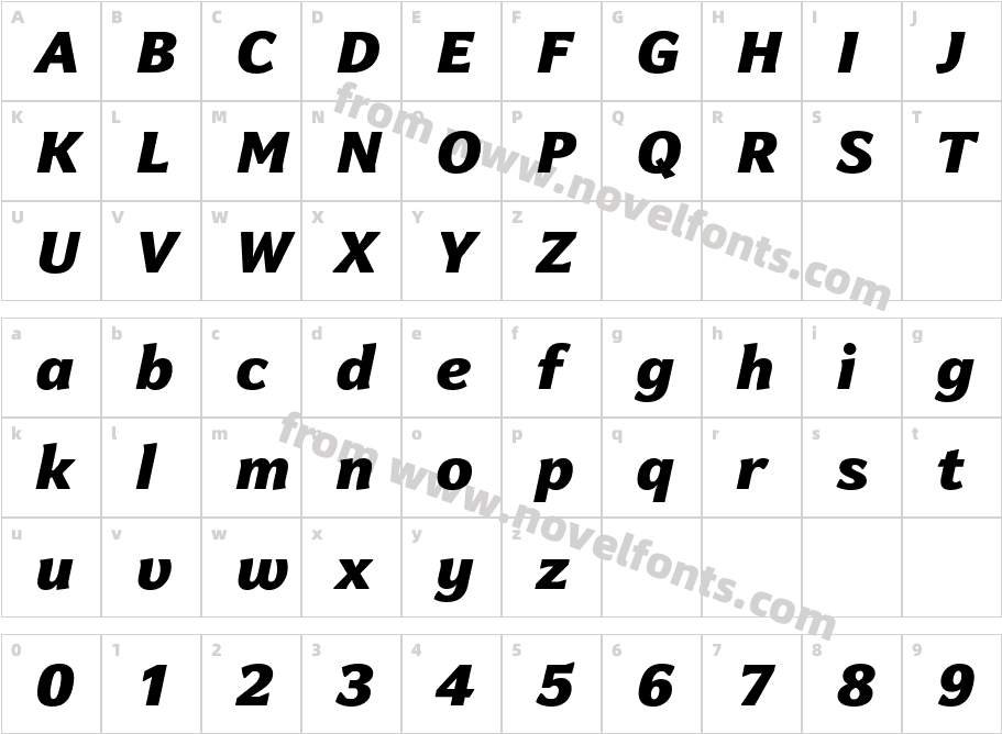 Levnam Black ItalicCharacter Map