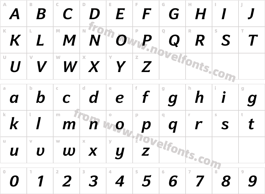 Levnam Bold ItalicCharacter Map