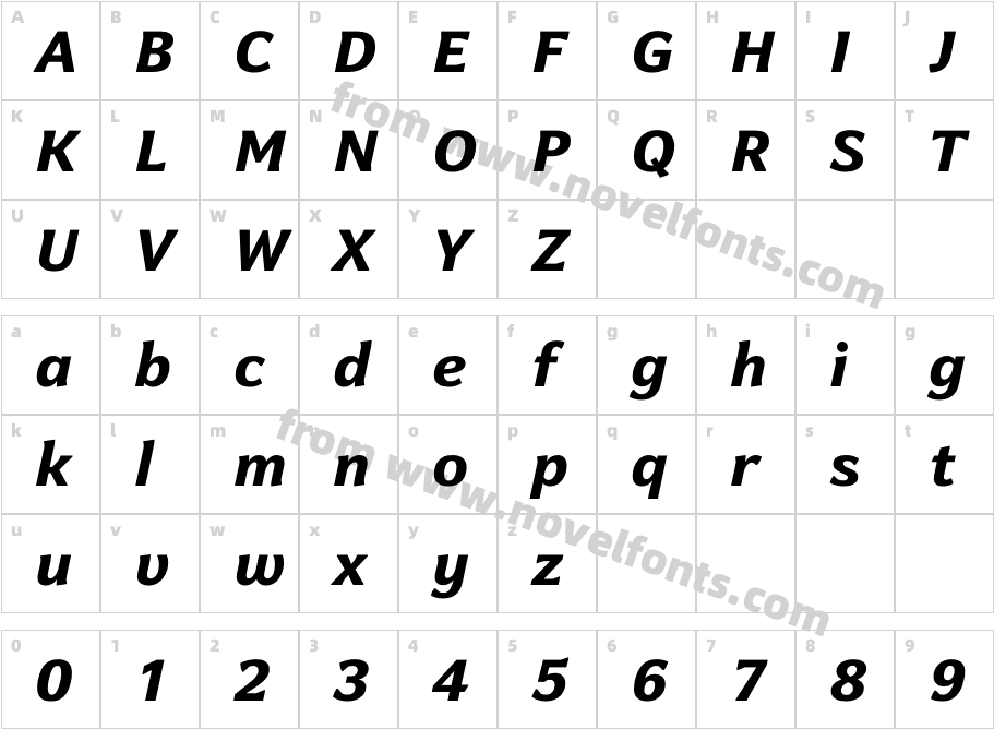 Levnam Extra Bold ItalicCharacter Map