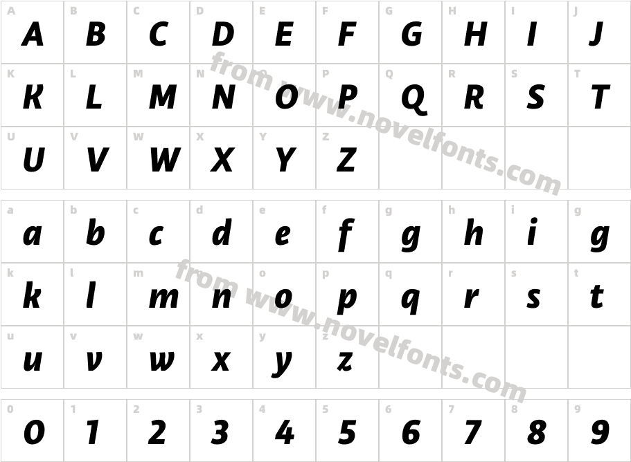 Libertad Office Bold ItalicCharacter Map