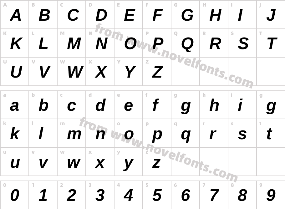 Libra Sans Bold ItalicCharacter Map