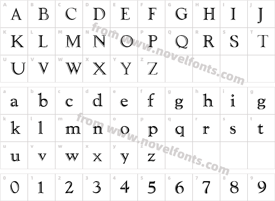 Libre RegularCharacter Map