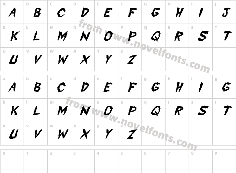 Lightning Punch PG ItalicCharacter Map