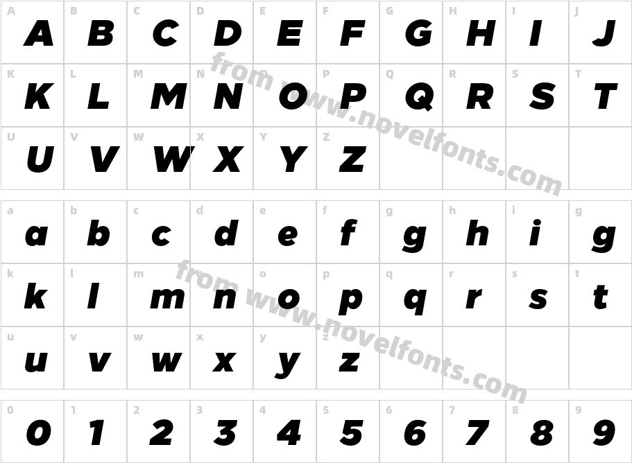 Loew Black ItalicCharacter Map