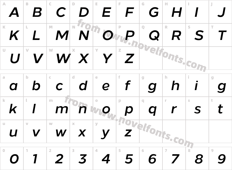 Loew Bold ItalicCharacter Map