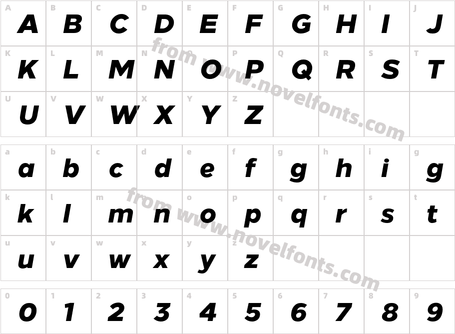 Loew Heavy ItalicCharacter Map