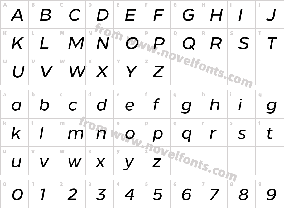 Loew Medium ItalicCharacter Map