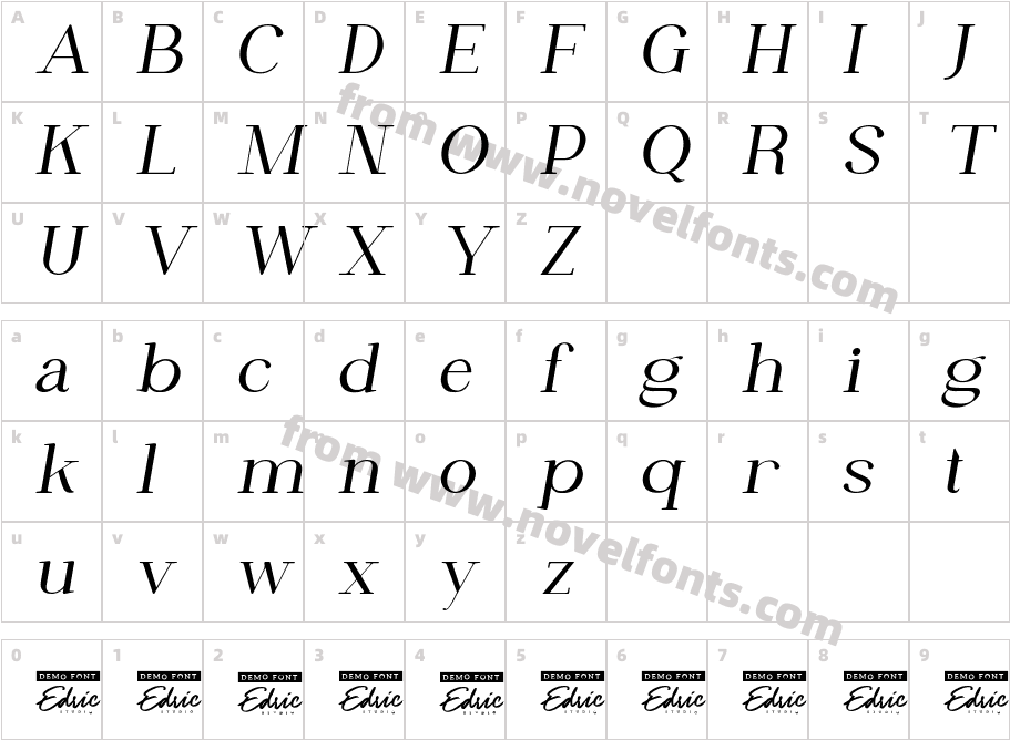 Lord Madame Demo ItalicCharacter Map