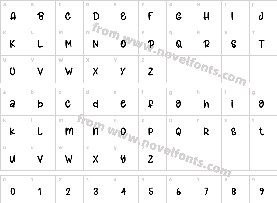 Lovely Notes RegularCharacter Map