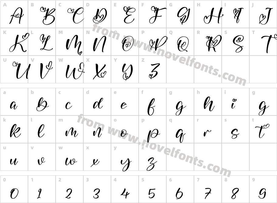 Lovelya Kattrine ItalicCharacter Map