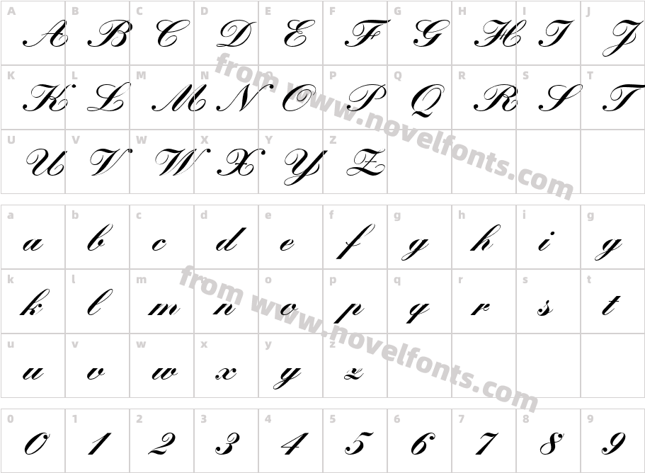 Kastler Bold ItalicCharacter Map