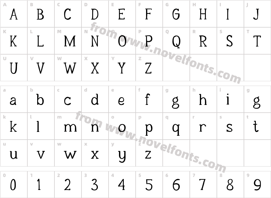 MANUSCRIPT RegularCharacter Map