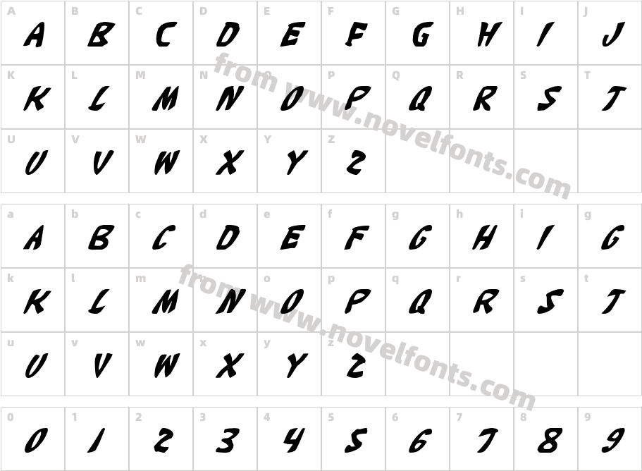 Katana ItalicCharacter Map