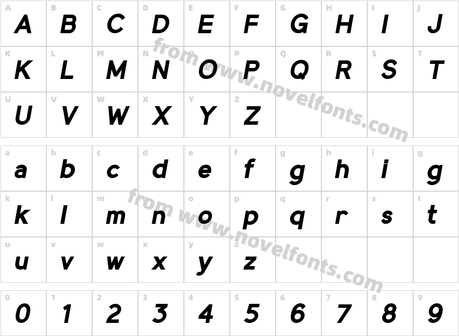 Madeyn Sans Bold ItalicCharacter Map