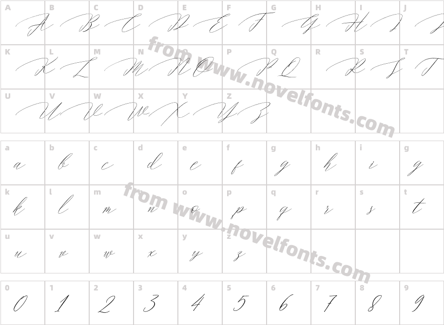 Magarella Script RegularCharacter Map