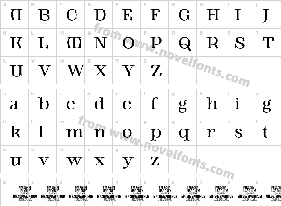 Magnirum Serif PERSONAL USE RegularCharacter Map