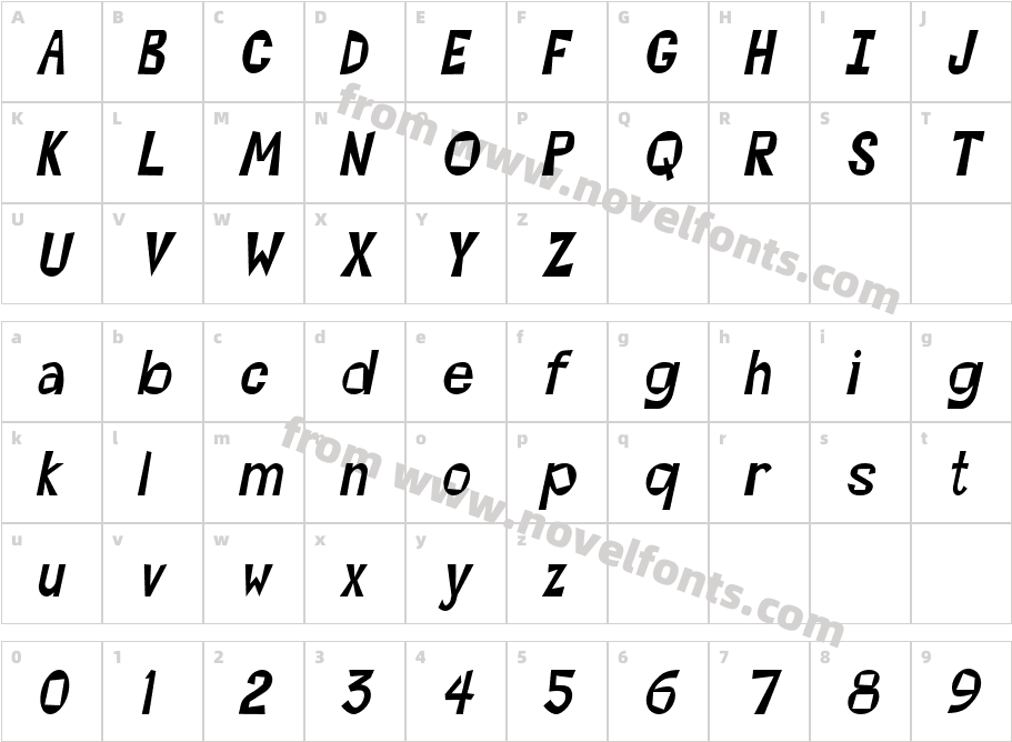 Magoo Condensed ItalicCharacter Map