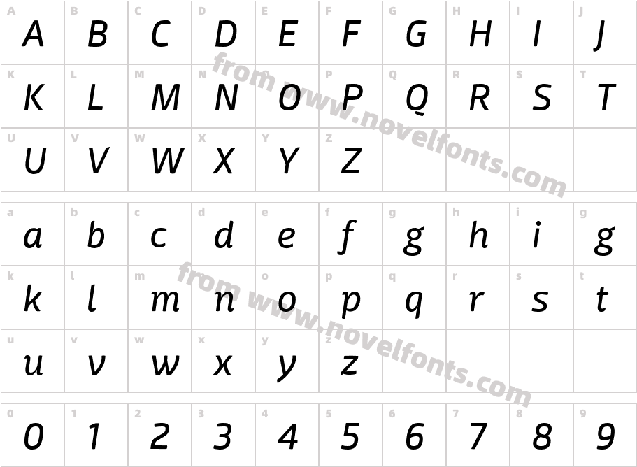 Mangerica ItalicCharacter Map