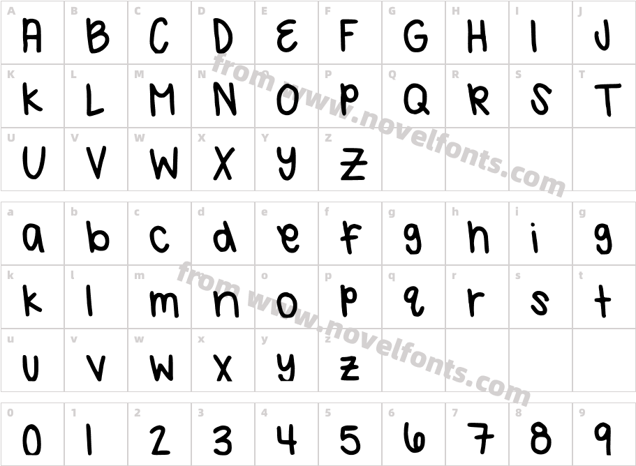 KatsHandwritingCharacter Map