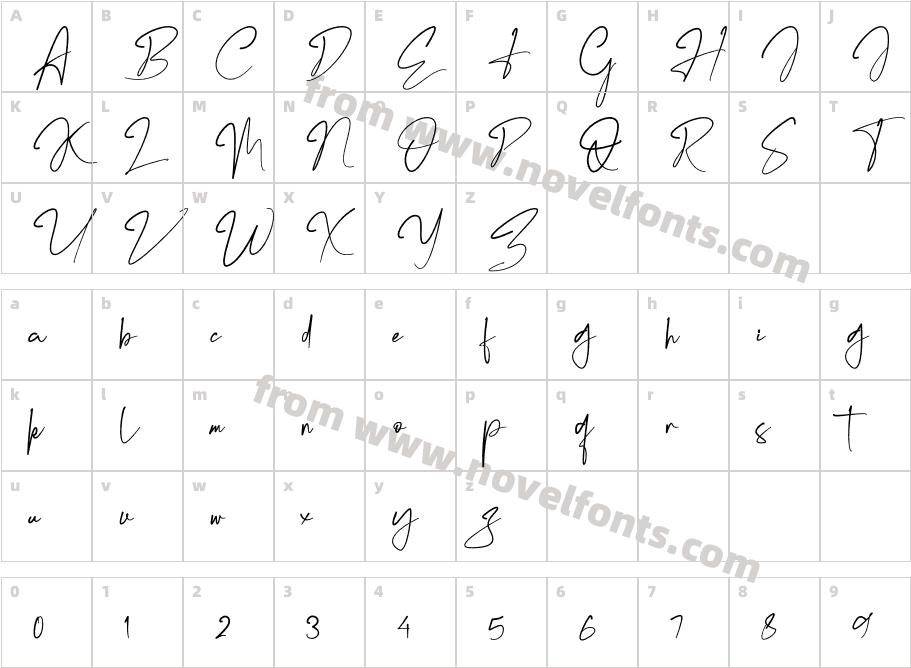 Marentta Signature RegularCharacter Map