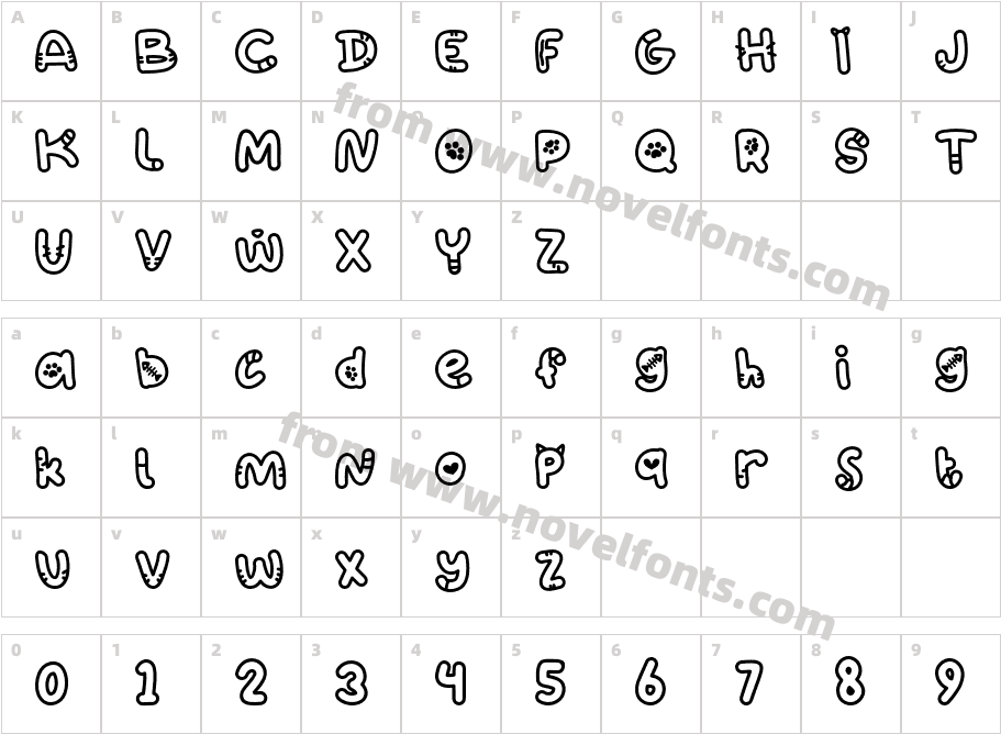 Katto - Personal Use OutlineCharacter Map