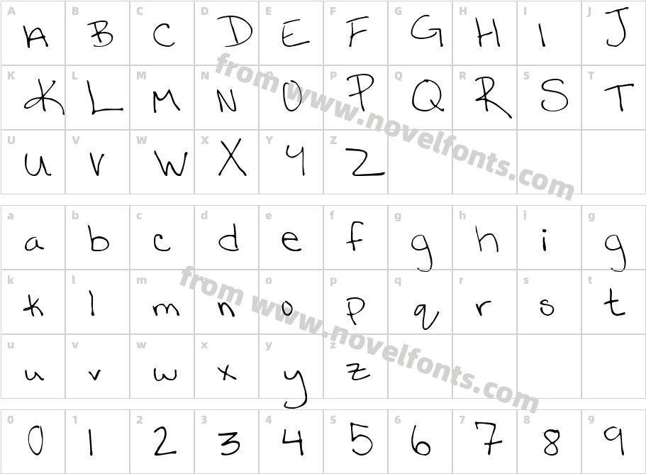 Katy handwriting 1 MediumCharacter Map